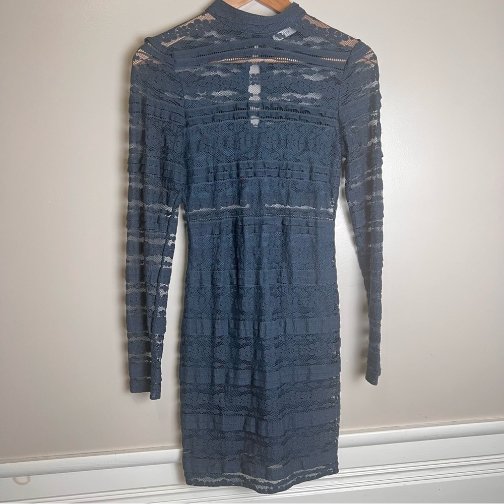 Lush Teal Lace Long Sleeve Mini Dress Size Small EUC